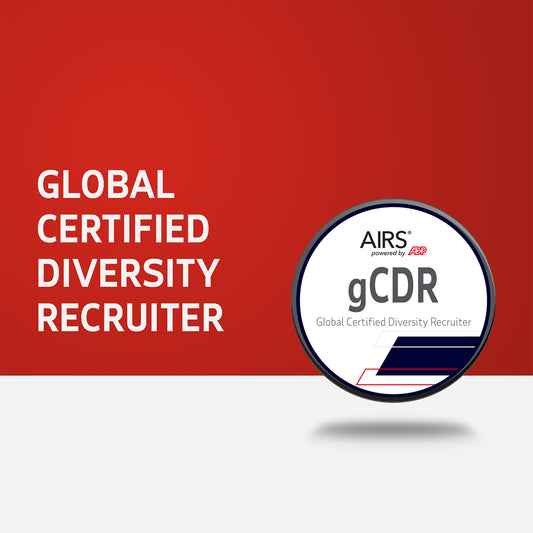 Global Certified Diversity Recruiter certification badge on a red background